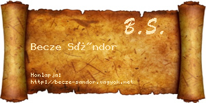 Becze Sándor névjegykártya